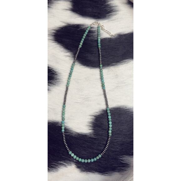 Native American Sterling Silver Saucer Turquoise Navajo Pearl Necklace 18-20” - Picture 2 of 9